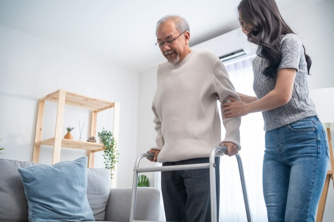 caregiver tips - help older adults with their walker